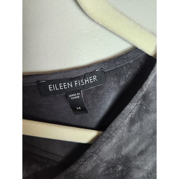 Eileen Fisher Silk Tunic black/gray Watercolor oversized sz M Lagenlook artsy - Picture 4 of 8